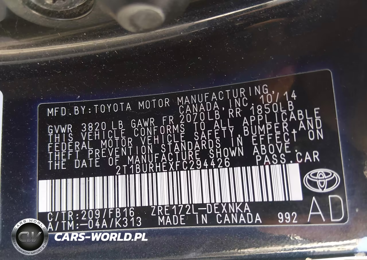 2015 Toyota Corolla Le VIN:2T1BURHEXFC294426 - 9