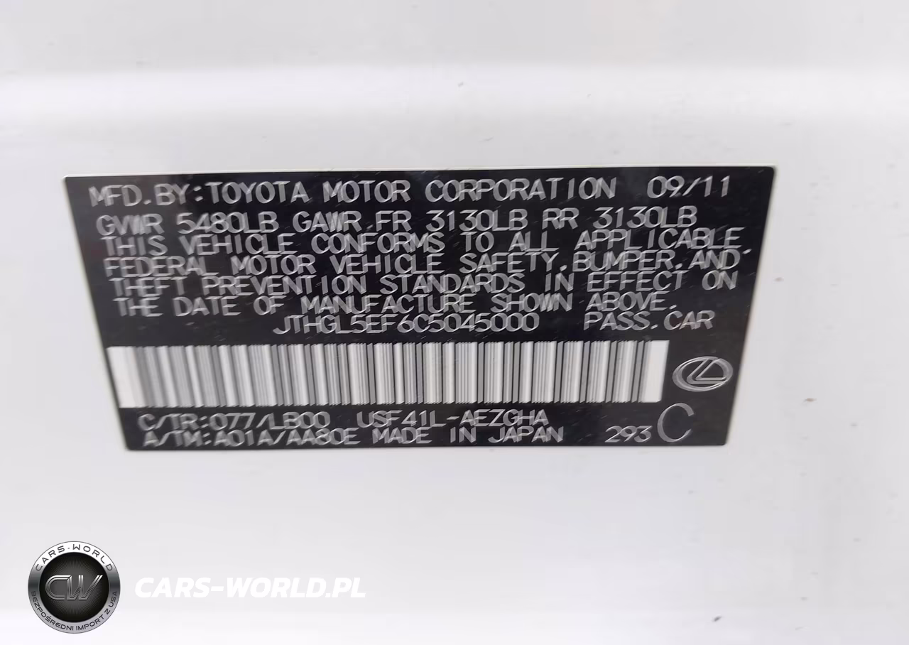 2012 Lexus Ls 460 L VIN:JTHGL5EF6C5045000 - 9