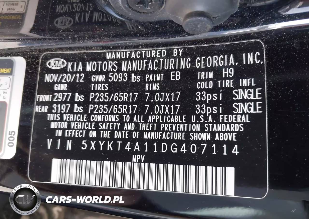 2013 Kia Sorento Lx VIN:5XYKT4A11DG407114 - 9