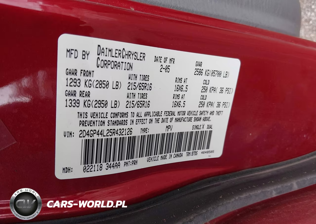 2005 Dodge Grand Caravan Sxt VIN:2D4GP44L25R432126 - 9