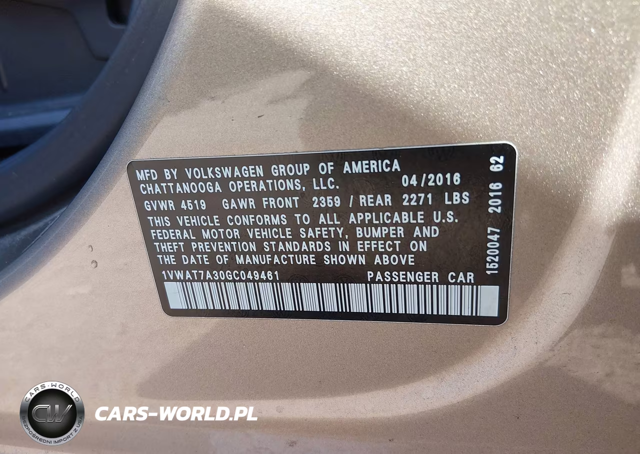 2016 Volkswagen Passat 1.8T R-Line-1.8T S VIN:1VWAT7A30GC049461 - 9