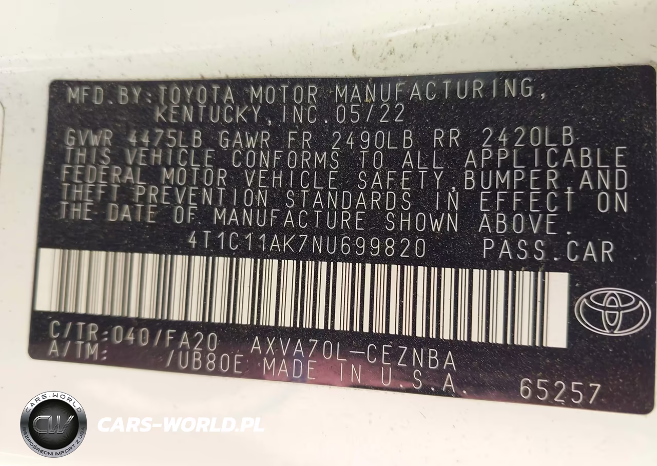 2022 Toyota Camry Le VIN:4T1C11AK7NU699820 - 9