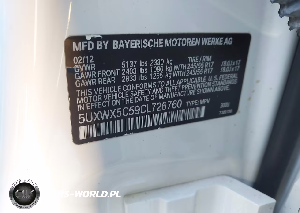 2012 BMW X3 xDrive28I VIN:5UXWX5C59CL726760 - 9