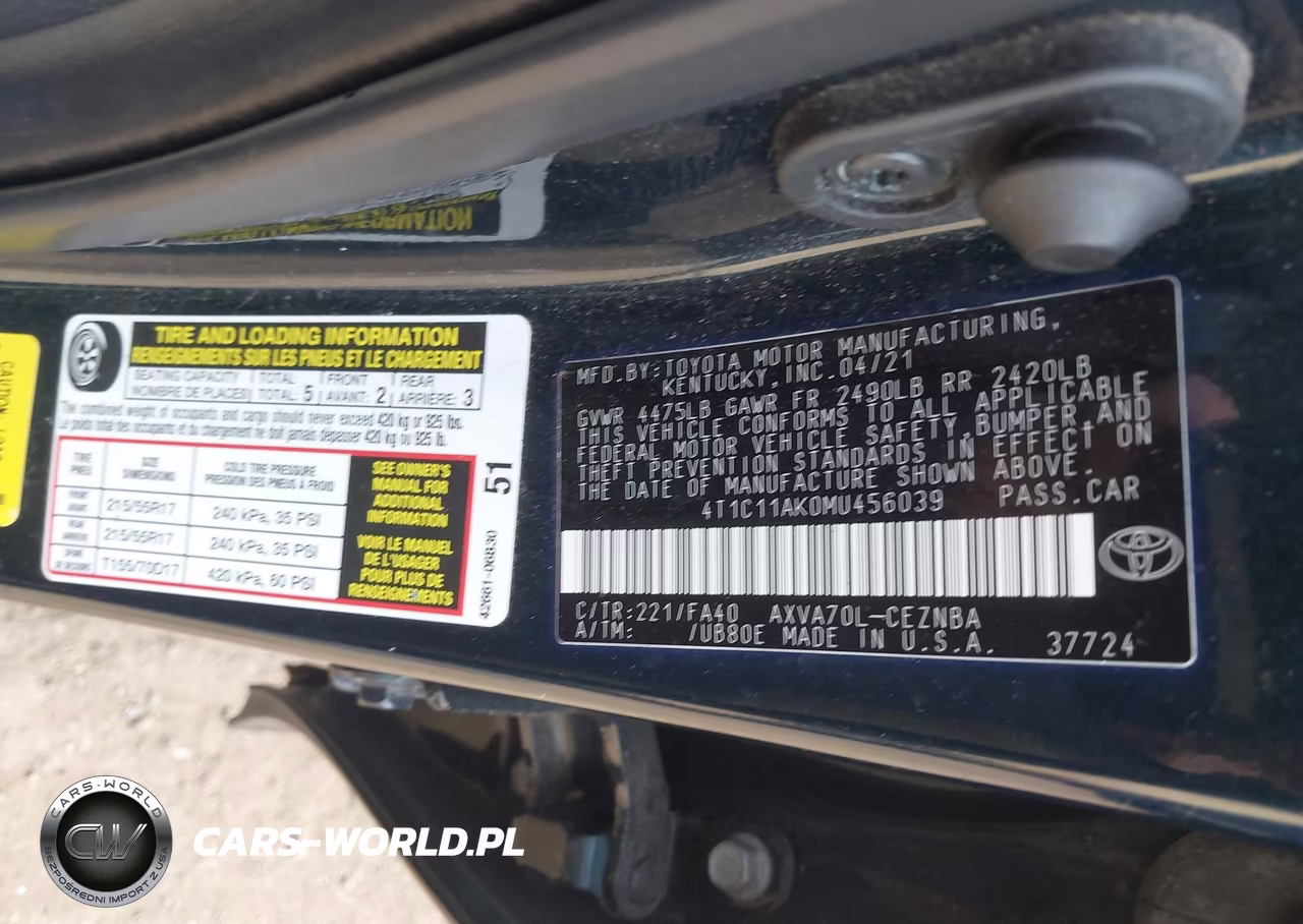 2021 Toyota Camry Le VIN:4T1C11AK0MU456039 - 9