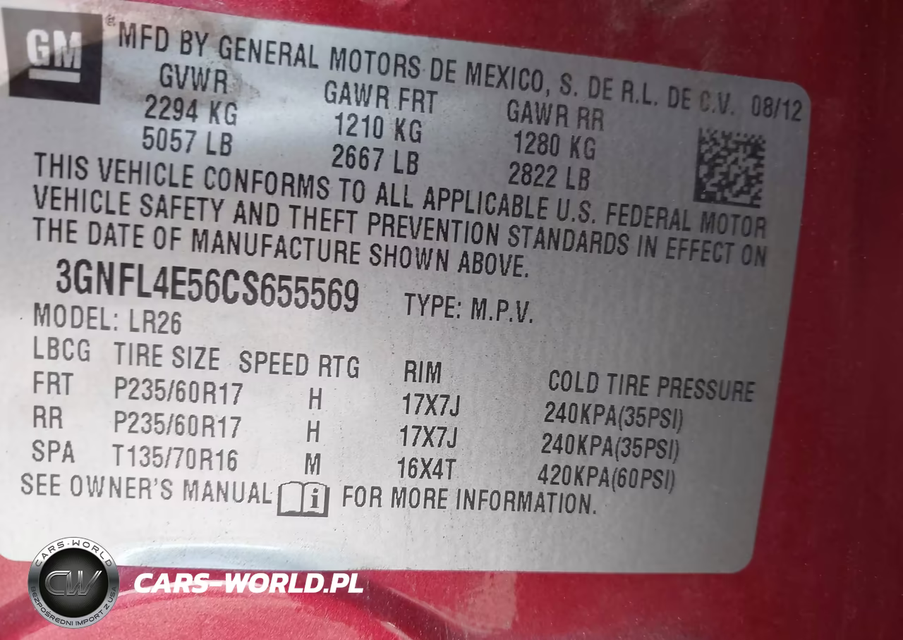 2012 Chevrolet Captiva Sport Ltz VIN:3GNFL4E56CS655569 - 9
