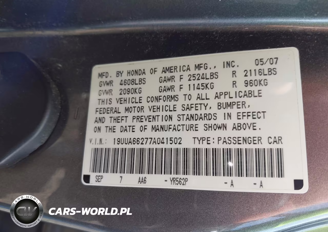 2007 Acura Tl 3.2 VIN:19UUA66277A041502 - 9