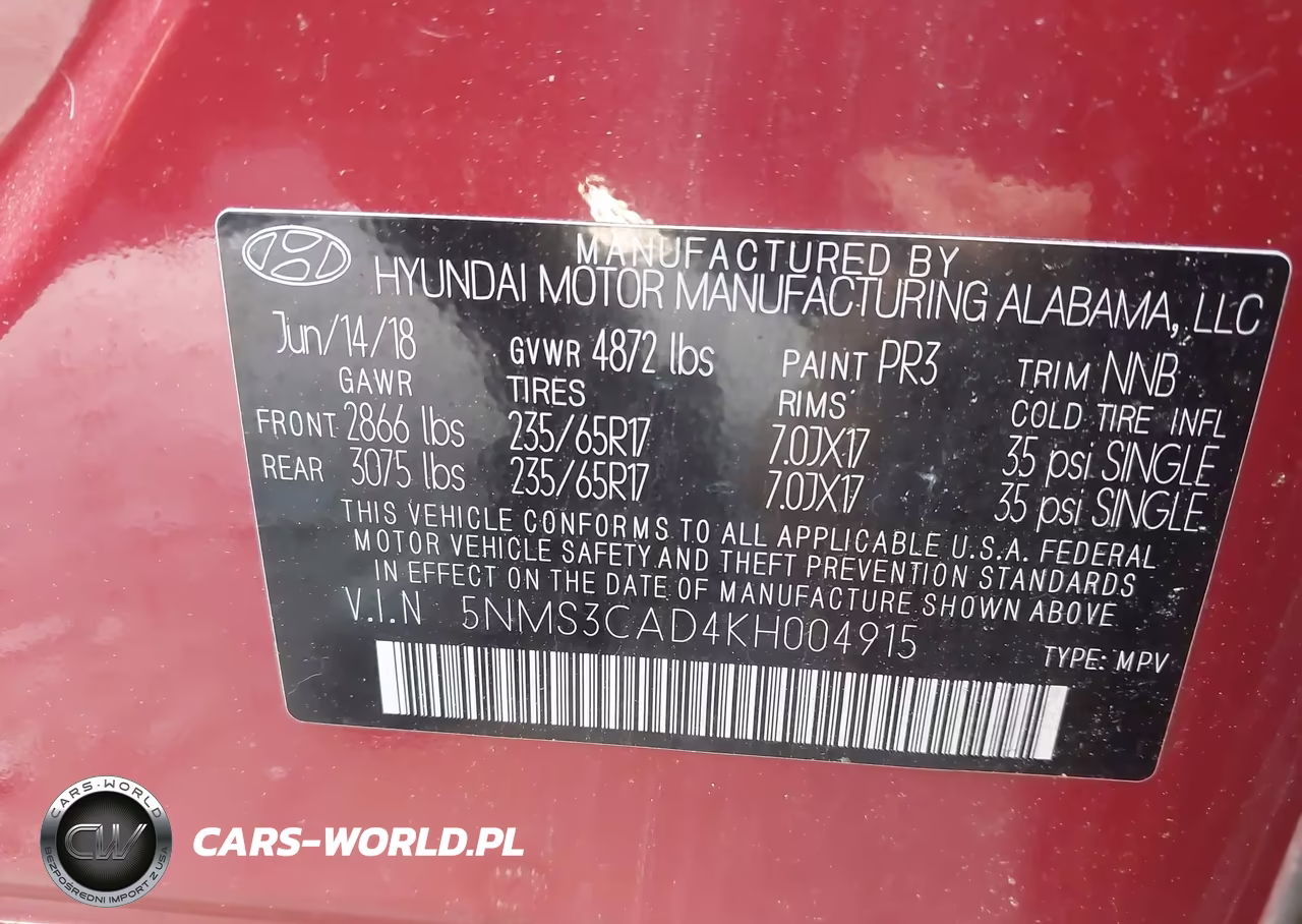 2019 Hyundai Santa Fe Sel VIN:5NMS3CAD4KH004915 - 9