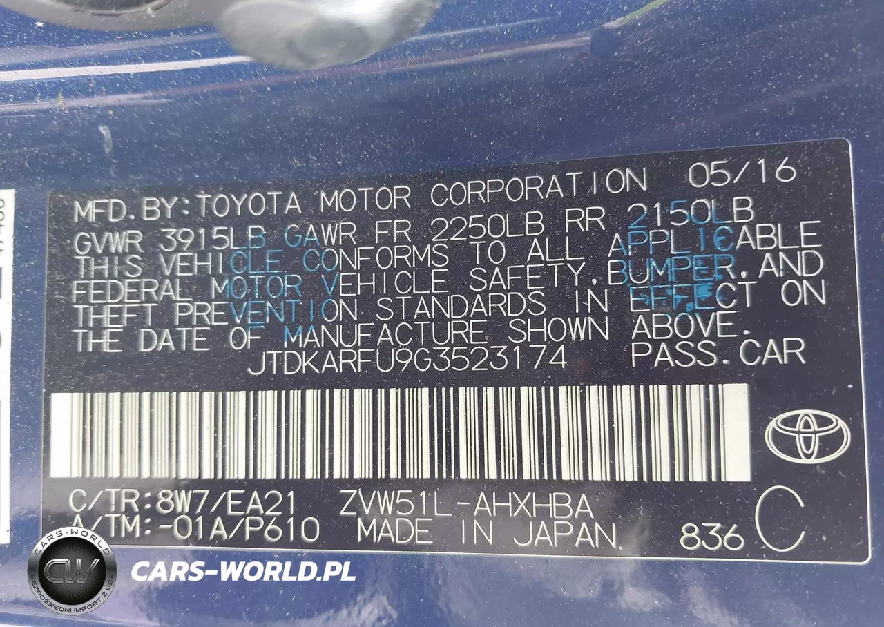 2016 Toyota Prius Three Touring VIN:JTDKARFU9G3523174 - 9