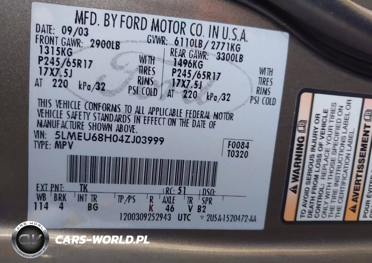 2004 Lincoln Aviator VIN:5LMEU68H04ZJ03999 - 9