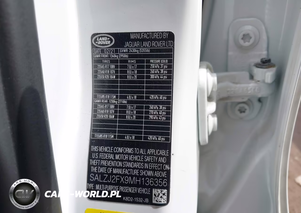 2021 Land Rover Range Rover Evoque S VIN:SALZJ2FX9MH136356 - 9