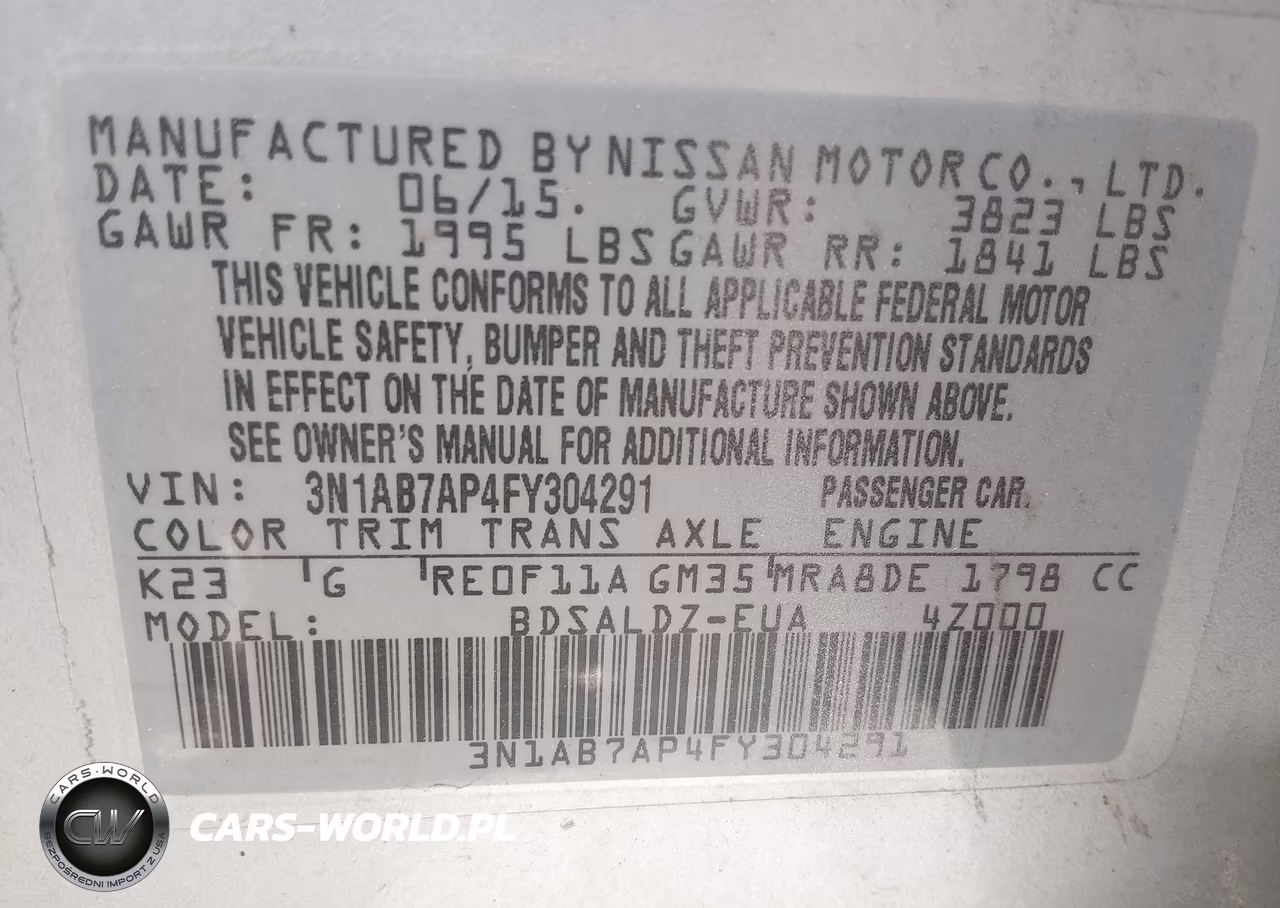 2015 Nissan Sentra Sv VIN:3N1AB7AP4FY304291 - 9