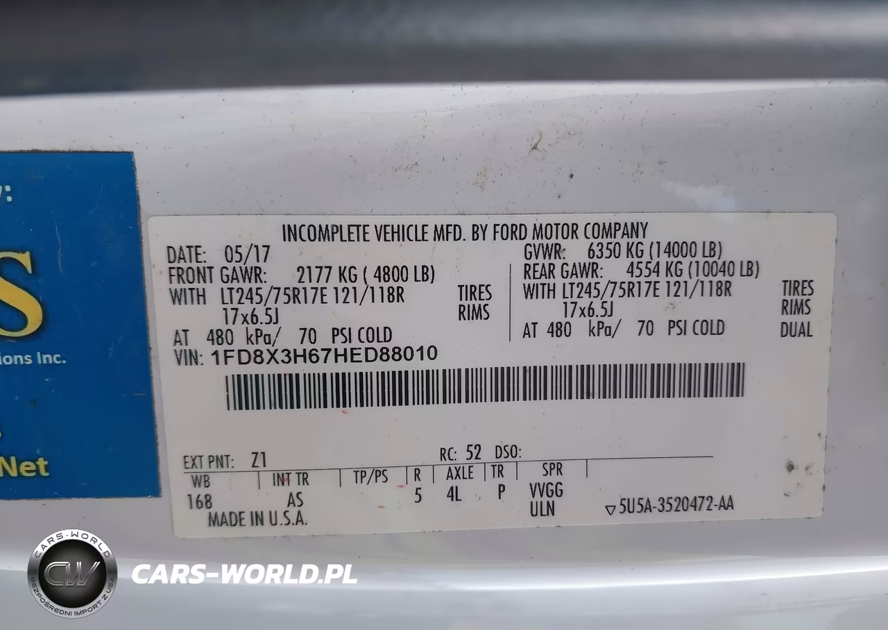 2017 Ford F-350 Chassis Xl VIN:1FD8X3H67HED88010 - 9