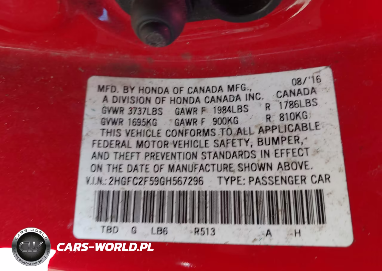 2016 Honda Civic Lx VIN:2HGFC2F59GH567296 - 9
