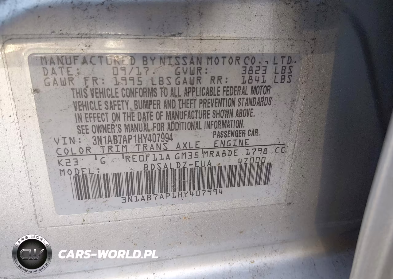 2017 Nissan Sentra Sv VIN:3N1AB7AP1HY407994 - 9