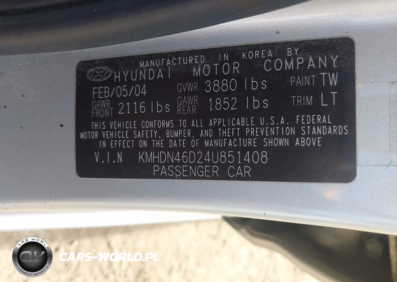 2004 Hyundai Elantra Gls-Gt VIN:KMHDN46D24U851408 - 9