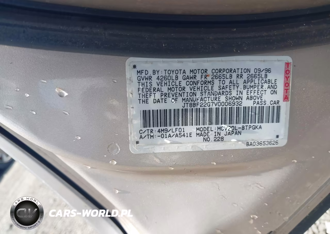 1997 Lexus Es 300 VIN:JT8BF22G7V0006932 - 9