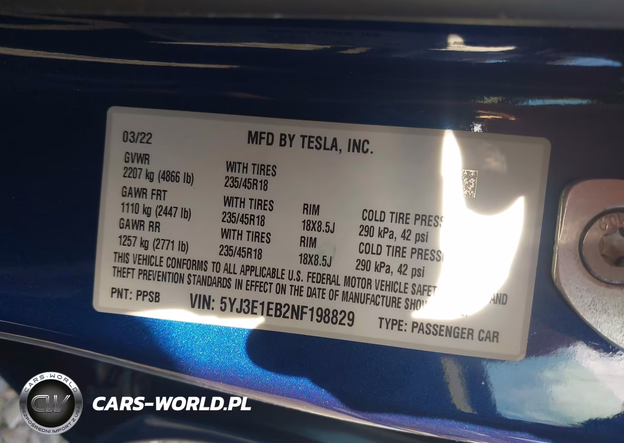 2022 Tesla Model 3 Long Range Dual Motor All-Wheel Drive VIN:5YJ3E1EB2NF198829 - 9
