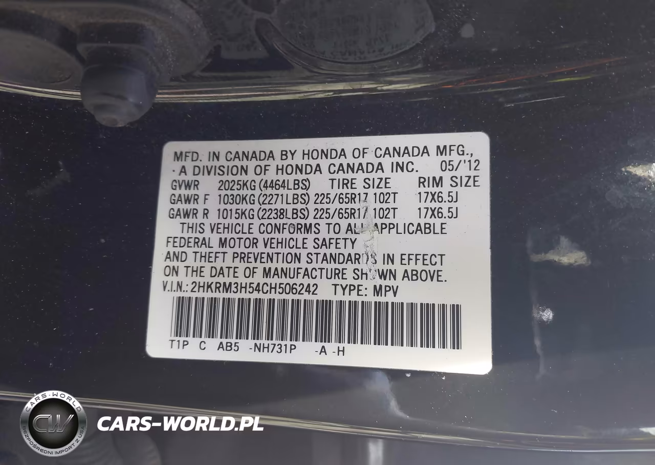 2012 Honda Cr-V Ex VIN:2HKRM3H54CH506242 - 9