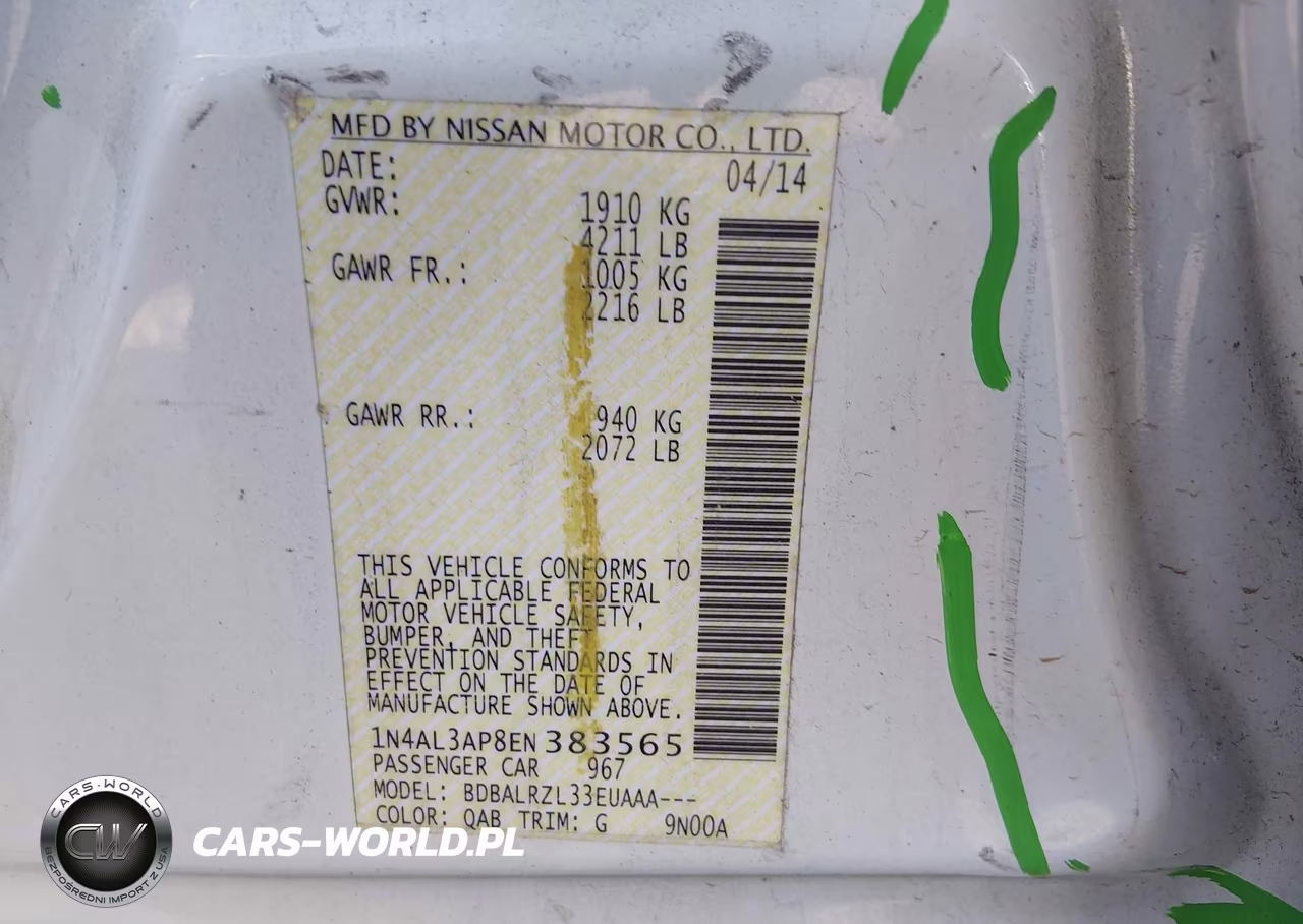 2014 Nissan Altima 2.5-2.5 S-2.5 Sl-2.5 Sv VIN:1N4AL3AP8EN383565 - 9