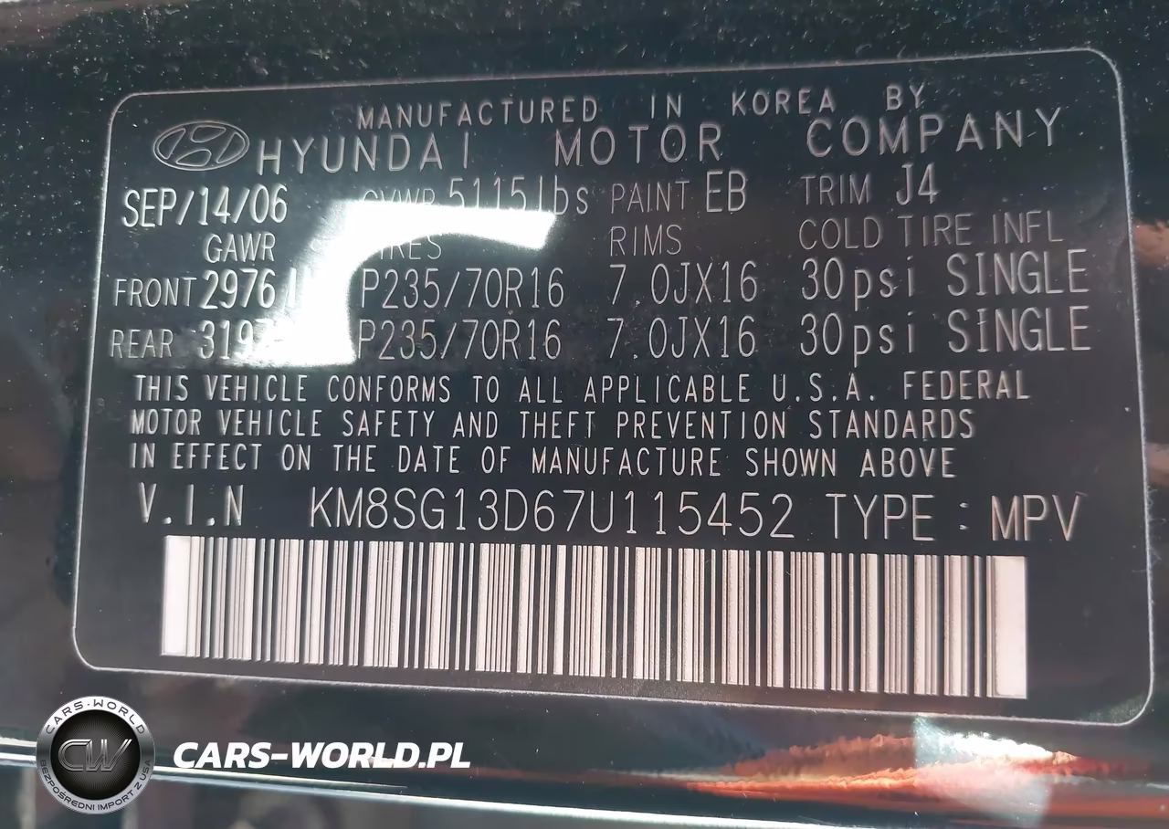 2007 Hyundai Santa Fe Gls VIN:KM8SG13D67U115452 - 9