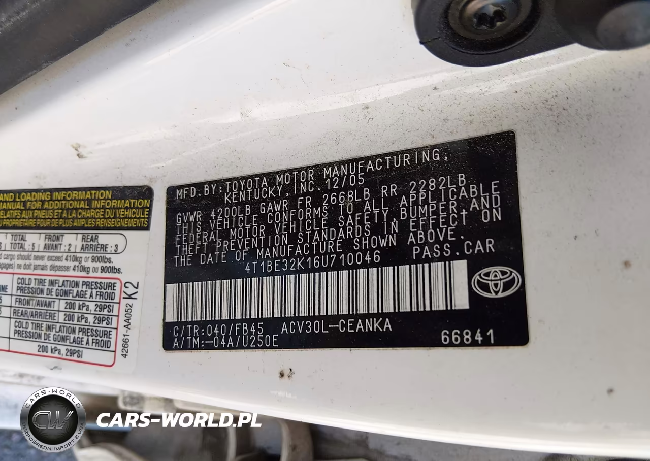 2006 Toyota Camry Le VIN:4T1BE32K16U710046 - 9