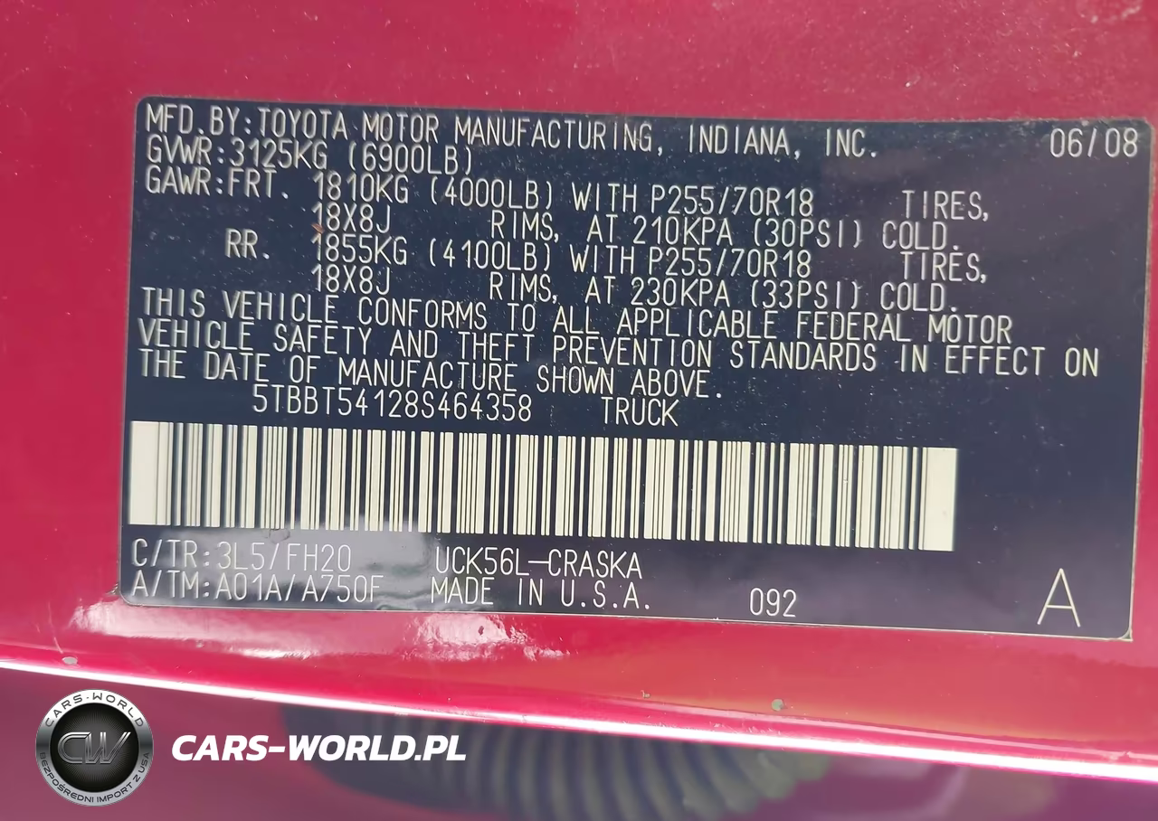 2008 Toyota Tundra Base 4.7L V8 VIN:5TBBT54128S464358 - 9