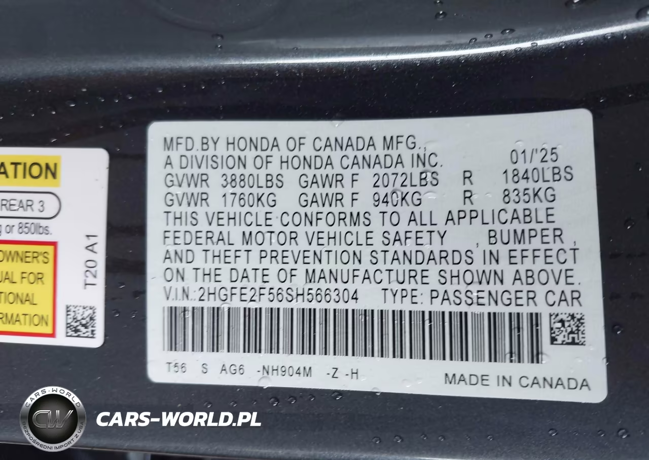 HONDA CIVIC SPOR VIN:2HGFE2F56SH566304 - 9