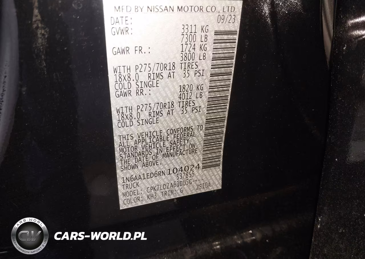 2024 Nissan Titan Pro-4X 4X4 VIN:1N6AA1ED6RN104024 - 9