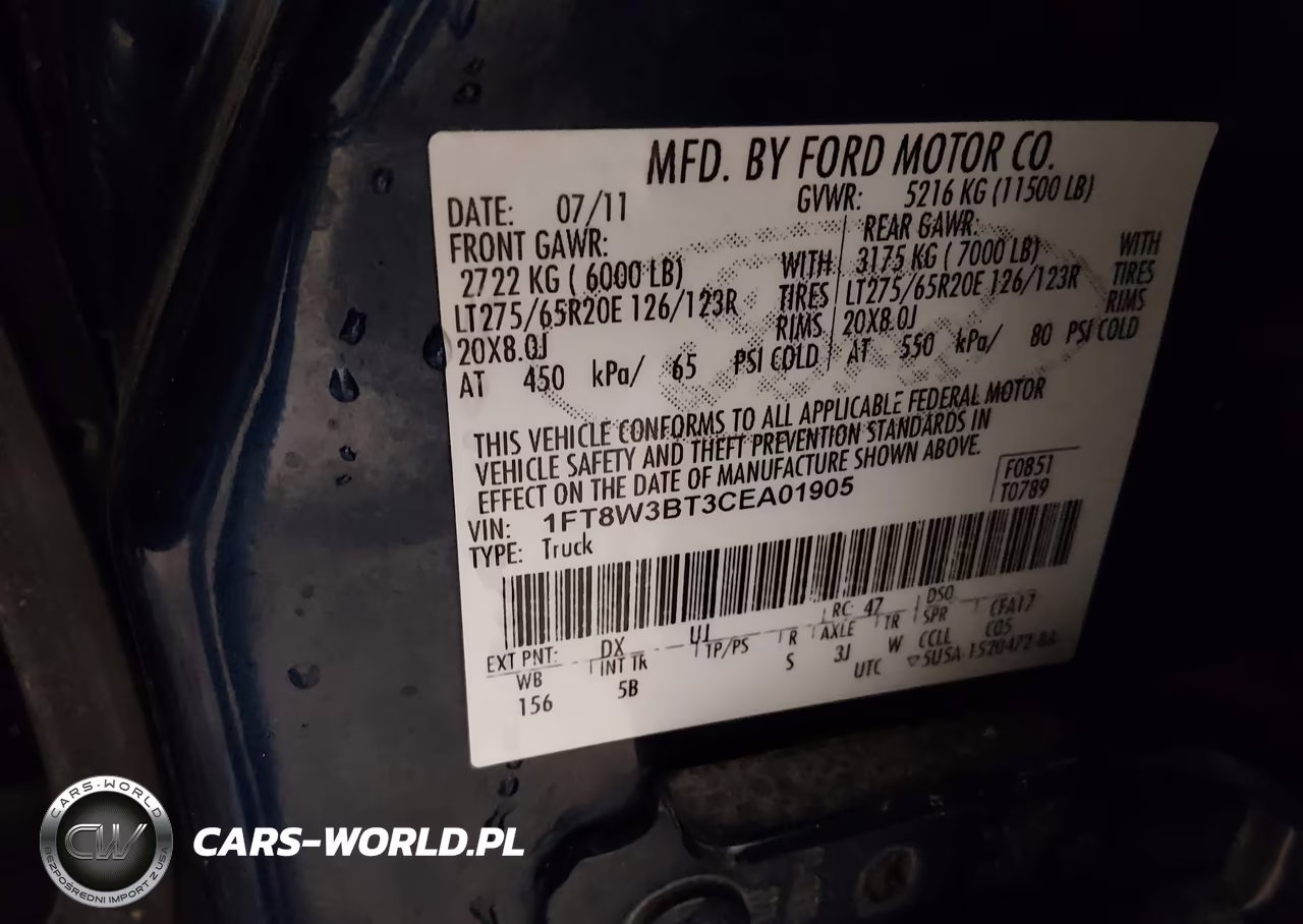 2012 Ford F-350 Lariat VIN:1FT8W3BT3CEA01905 - 9