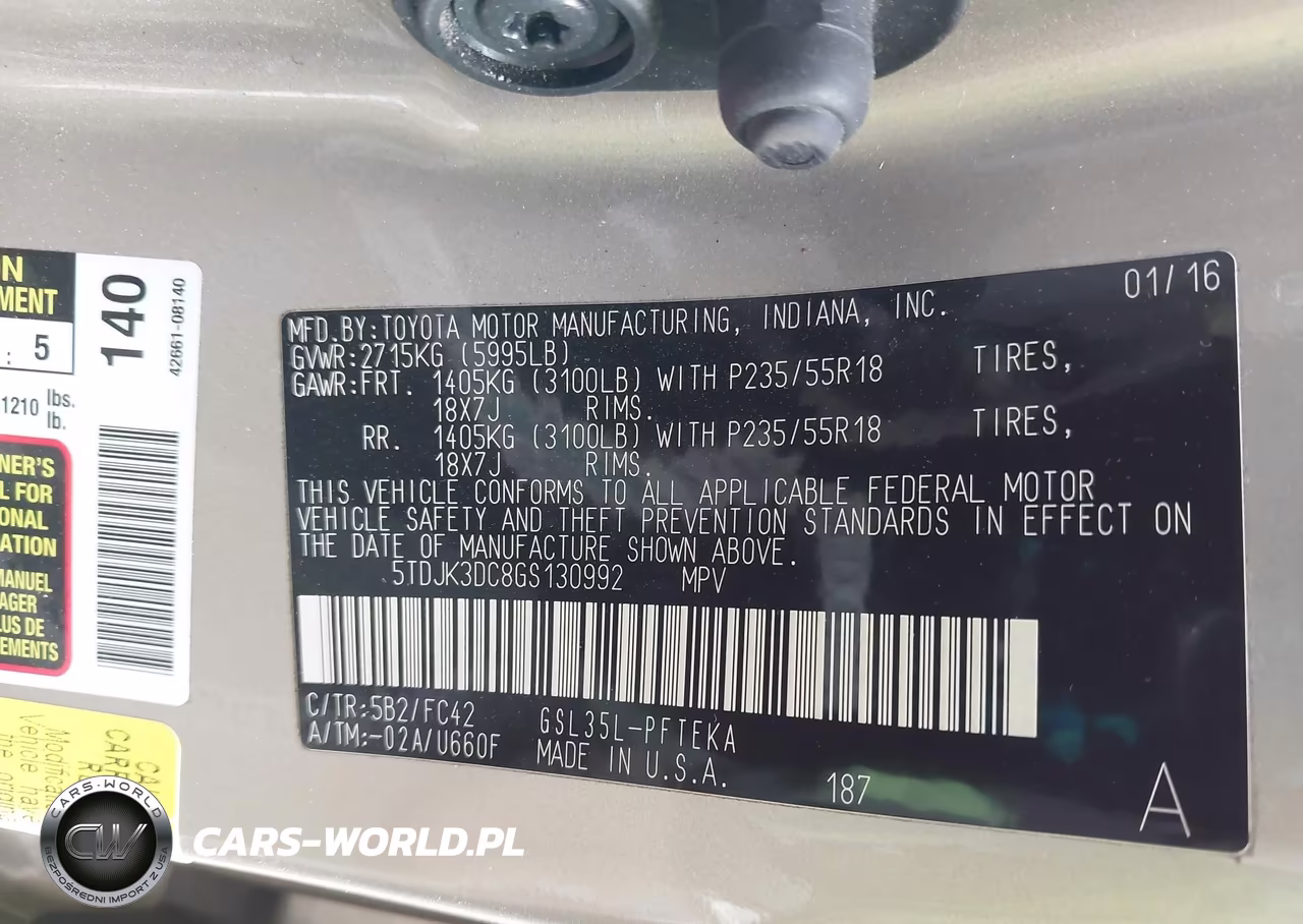 2016 Toyota Sienna Le 7 Passenger VIN:5TDJK3DC8GS130992 - 9