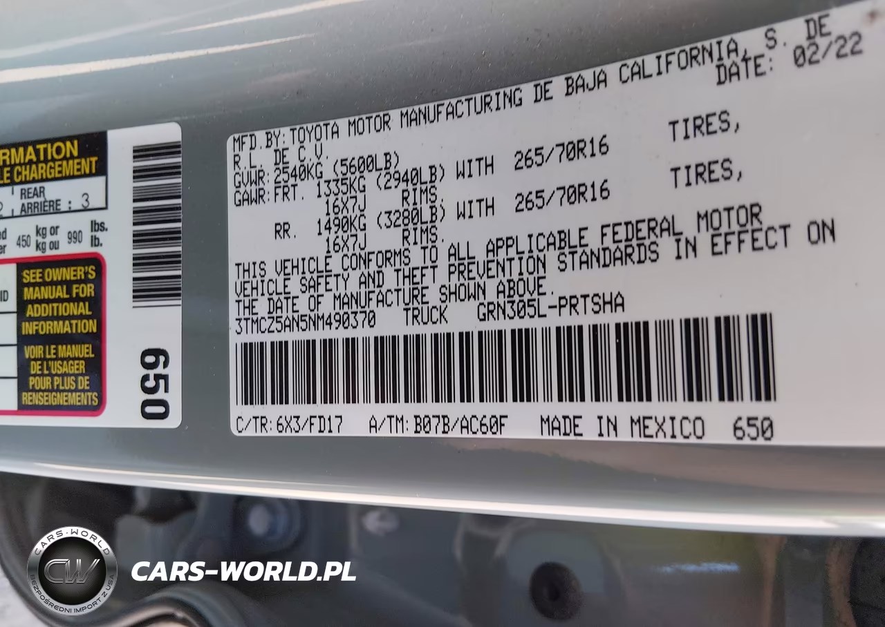 2022 Toyota Tacoma Trd Off Road VIN:3TMCZ5AN5NM490370 - 9