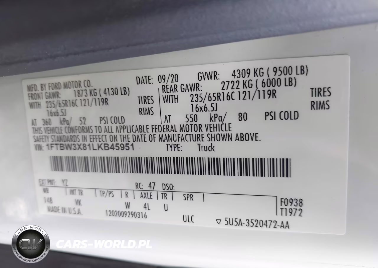 2020 Ford Transit-350 Cargo Van VIN:1FTBW3X81LKB45951 - 9