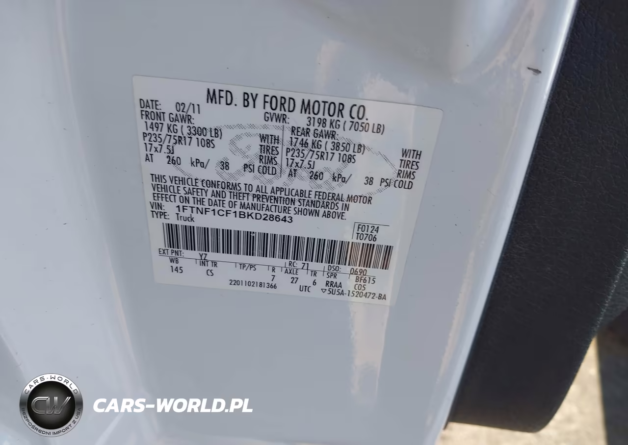 2011 Ford F-150 Xl VIN:1FTNF1CF1BKD28643 - 9