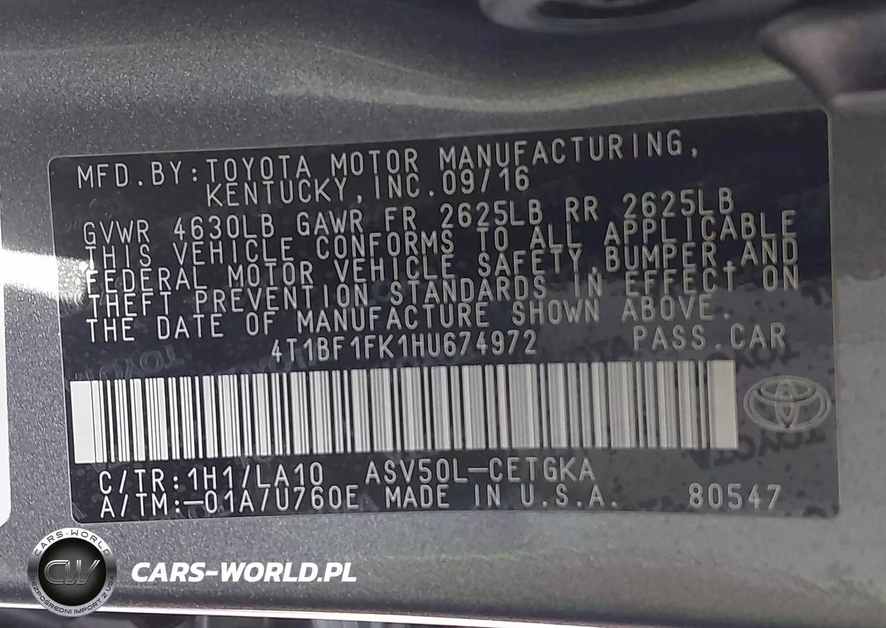 2017 Toyota Camry Xle VIN:4T1BF1FK1HU674972 - 9