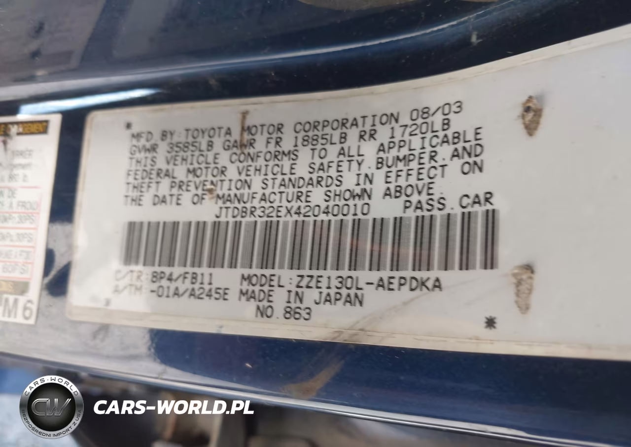 2004 Toyota Corolla Ce VIN:JTDBR32EX42040010 - 9