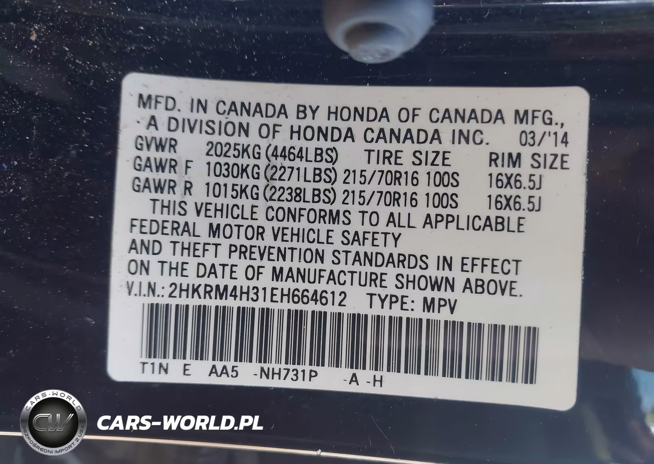 2014 Honda Cr-V Lx VIN:2HKRM4H31EH664612 - 9