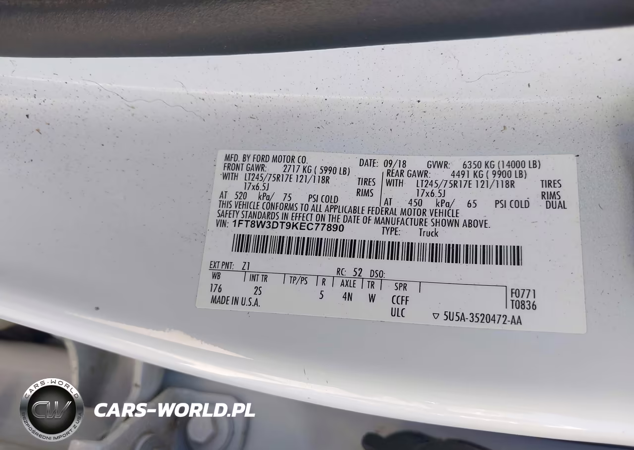 2019 Ford F-350 Xlt VIN:1FT8W3DT9KEC77890 - 9