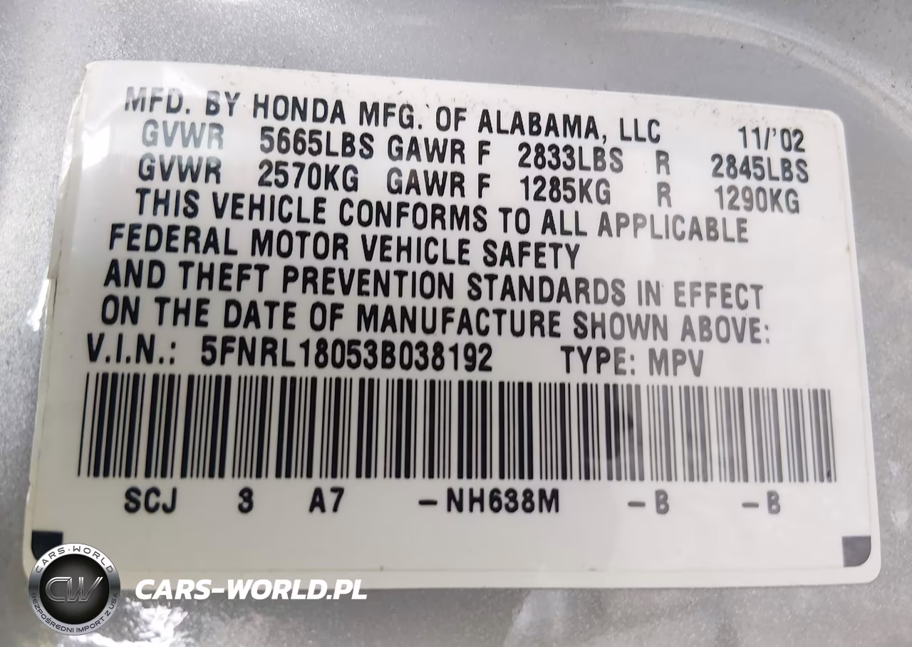 2003 Honda Odyssey Ex-L VIN:5FNRL18053B038192 - 9