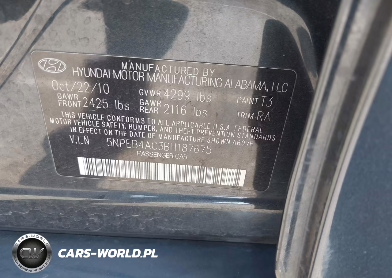 2011 Hyundai Sonata Gls VIN:5NPEB4AC3BH187675 - 9