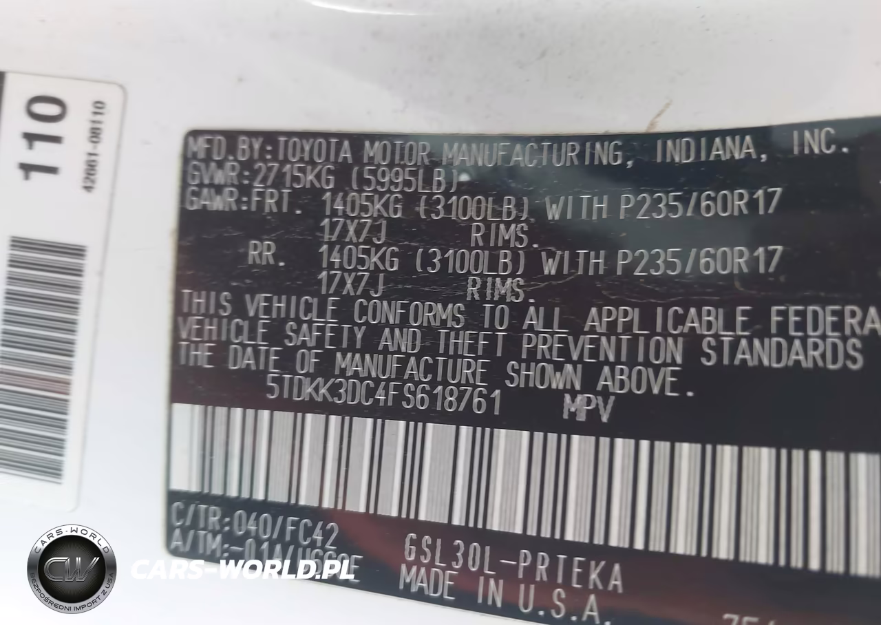 2015 Toyota Sienna Le 8 Passenger VIN:5TDKK3DC4FS618761 - 9