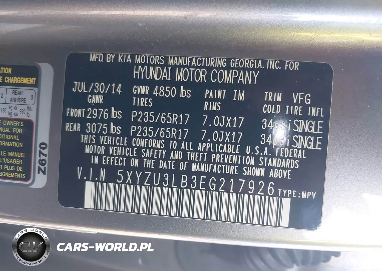 2014 Hyundai Santa Fe Sport 2.4L VIN:5XYZU3LB3EG217926 - 9