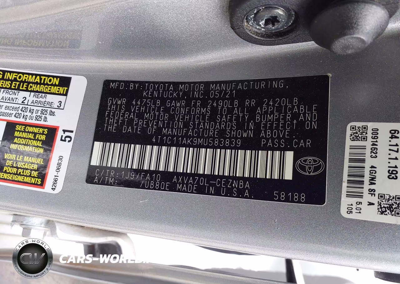 2021 Toyota Camry Le VIN:4T1C11AK9MU583839 - 9