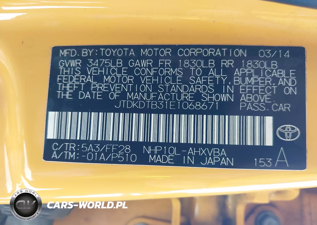 2014 Toyota Prius C Two VIN:JTDKDTB31E1068671 - 9