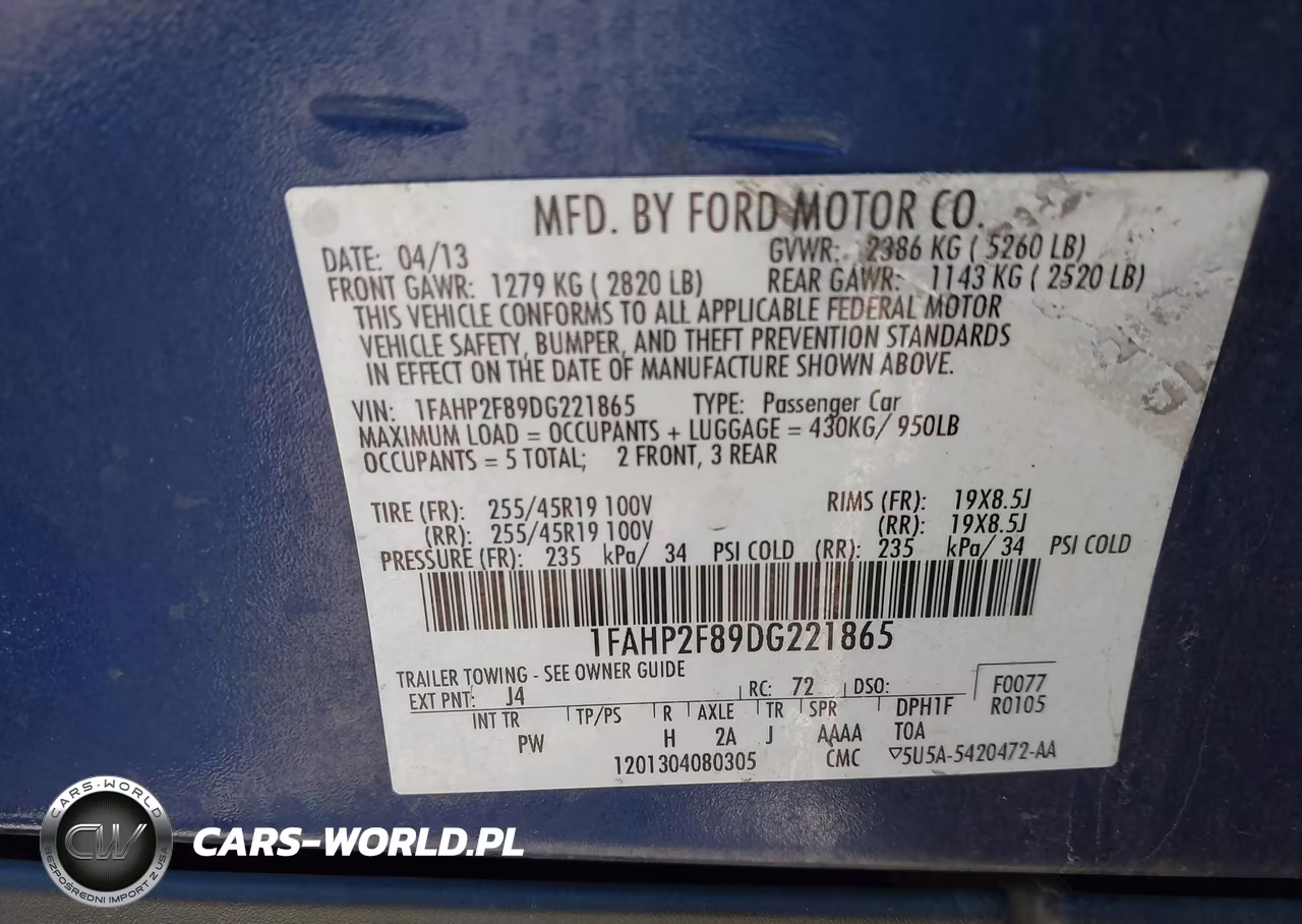 2013 Ford Taurus Limited VIN:1FAHP2F89DG221865 - 9