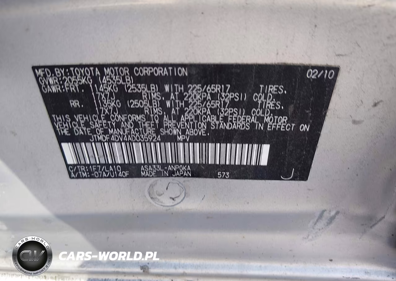 2010 Toyota Rav4 Limited VIN:JTMDF4DV4AD035924 - 9