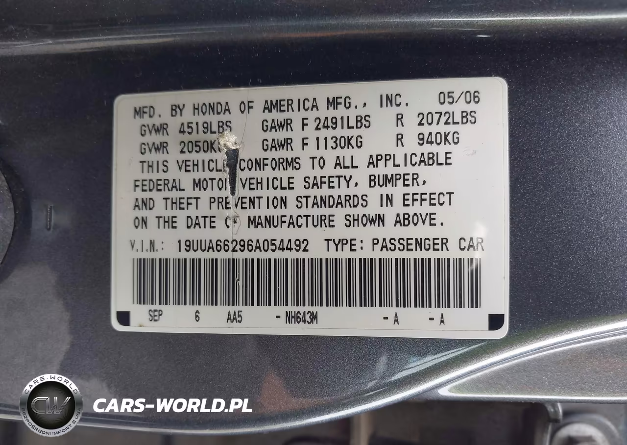 2006 Acura Tl VIN:19UUA66296A054492 - 9