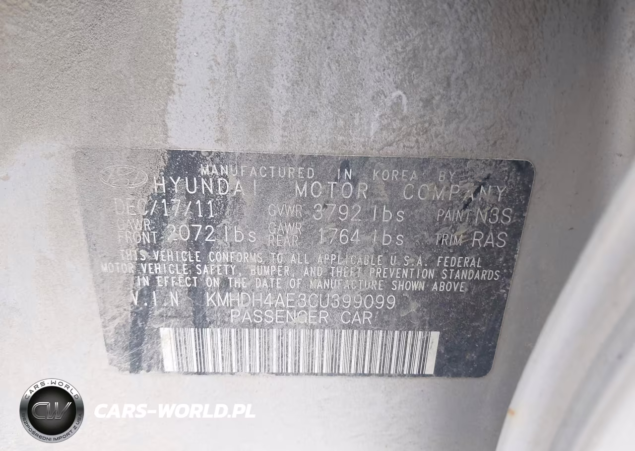 2012 Hyundai Elantra Gls (Ulsan Plant) VIN:KMHDH4AE3CU399099 - 9