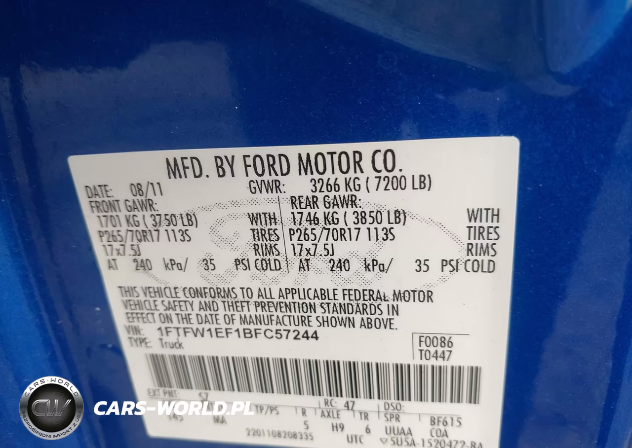 2011 Ford F-150 Xlt VIN:1FTFW1EF1BFC57244 - 9