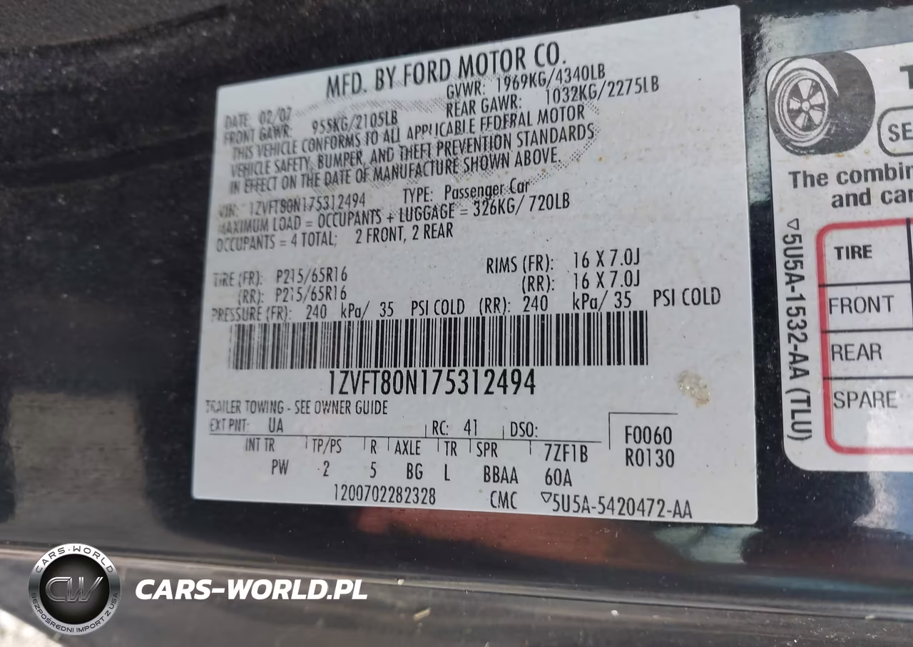 2007 Ford Mustang V6 Deluxe-V6 Premium VIN:1ZVFT80N175312494 - 9
