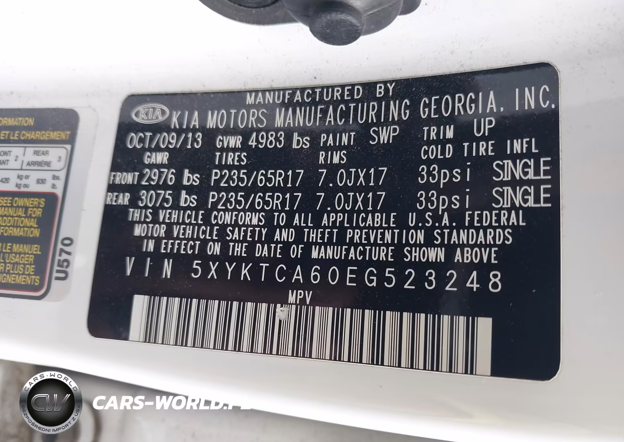 2014 Kia Sorento Lx VIN:5XYKTCA60EG523248 - 9